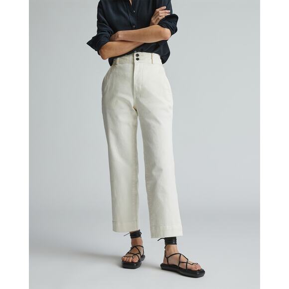 NWT Everlane The Organic Cotton Straight Leg Crop Pant In Bone Size 16 - Picture 2 of 9